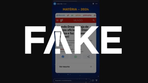 9d com É #FAKE imagem que imita o g1 e cita loja de produtos da Disney que viralizou na internet