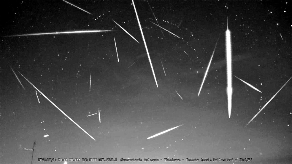 Regustro de 2024 mostra a chuva de meteoros Perseidas em Nhandeara (SP). — Foto: Renato Poltronieri/Arquivo pessoal